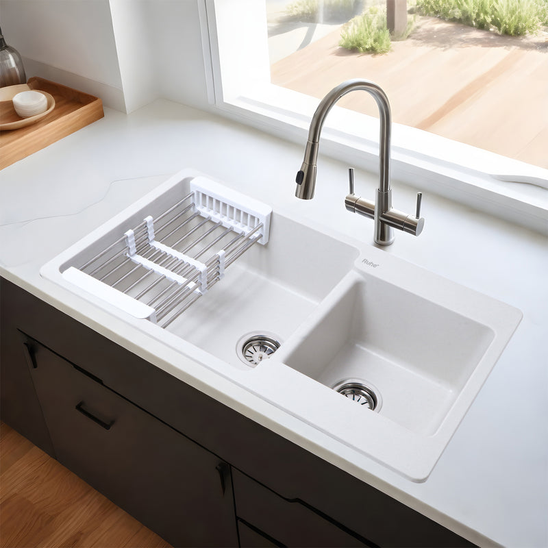Quartz Double Bowl Kitchen Sink (34 x 20 x 9 inches)