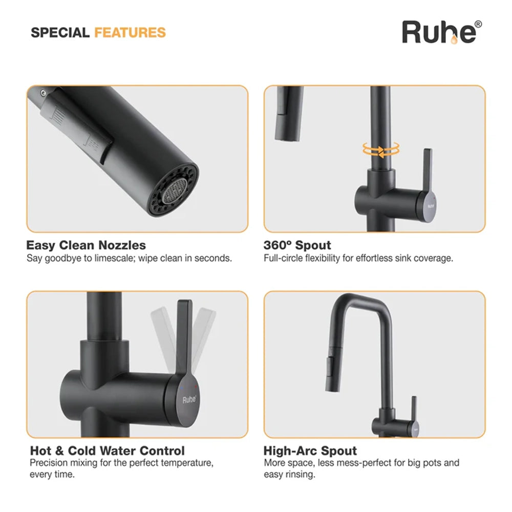 Opulo Dual Flow Pull-Out Kitchen Mixer Faucet