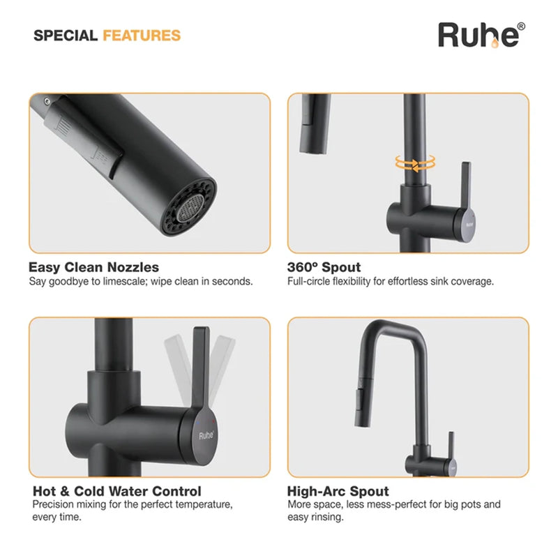 Opulo Dual Flow Pull-Out Kitchen Mixer Faucet