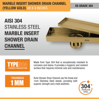 Marble-Insert Shower Drain Channel Coloured (4 Inches)