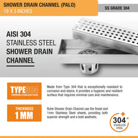 Palo 304-Grade Shower Drain Channel (3 Inches)