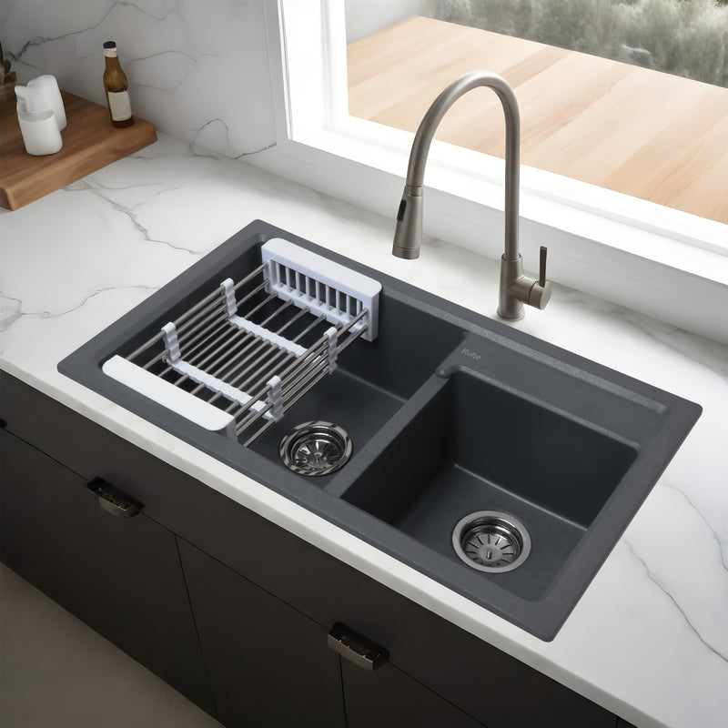 Quartz Double Bowl Kitchen Sink (31 x 18 x 9 Inches)