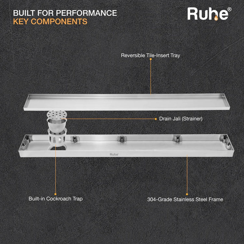 Tile-Insert Shower Drain Channel (4 Inches)