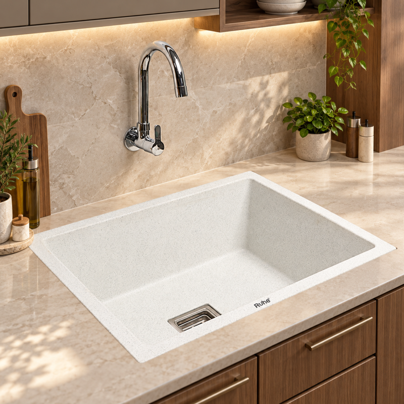 Quartz Single Bowl Kitchen Sink (21 x 18 x 9 Inches)