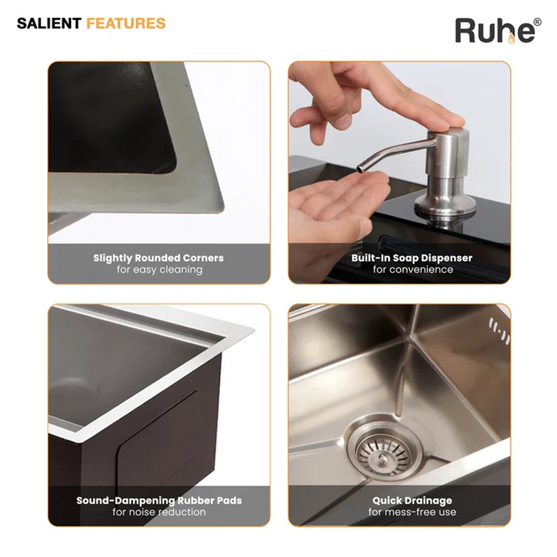 Piano Smart Kitchen Sink (30 x 18 x 9 Inches)