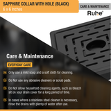 Sapphire Square 304-Grade Floor Drain in Black PVD Coating (6 x 6 Inches) with Hole care and maintenance