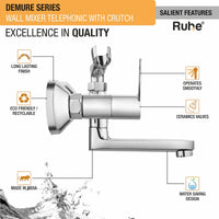 Demure Brass 2-in-1 Telephonic Wall Mixer Tap with Crutch