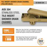 Tile-Insert Shower Drain Channel (3 Inches)