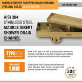 Marble-Insert Shower Drain Channel (3 Inches)