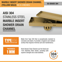 Marble-Insert Shower Drain Channel Coloured (4 Inches)