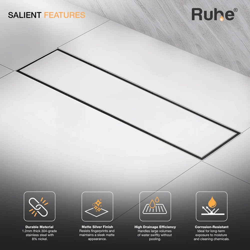 Tile-Insert Shower Drain Channel (4 Inches)