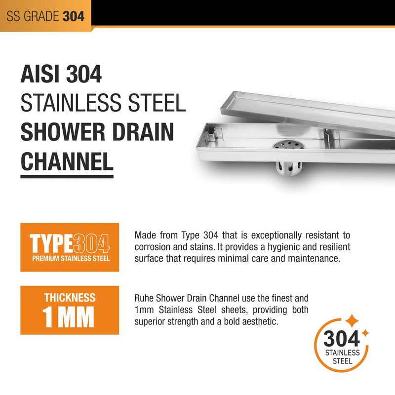 Tile-Insert Shower Drain Channel (3 Inches)
