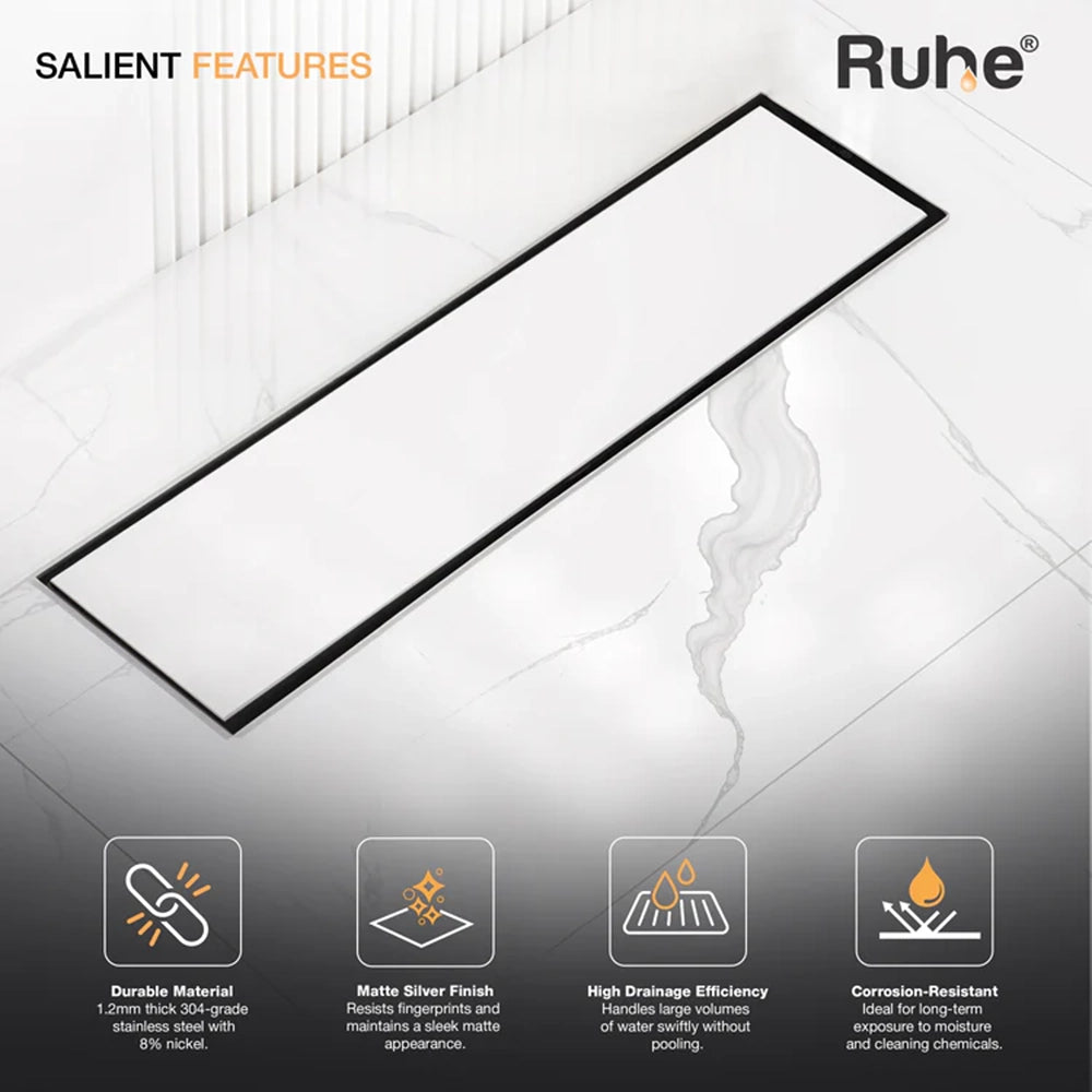 Tile-Insert Shower Drain Channel (4 Inches)