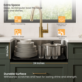 Handmade Single Bowl Kitchen Sink Black (24 x 18 x 10 Inches) with Deep Bowl 