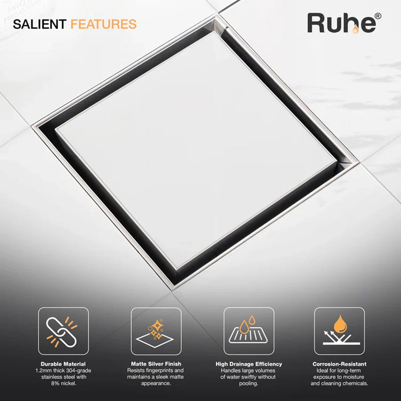 Tile-Insert Shower Drain Channel (6 x 6 Inches)