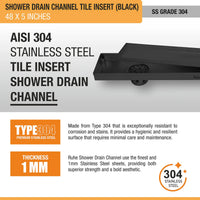 Tile-Insert Shower Drain Channel Coloured (5 Inches)