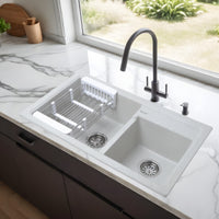 Quartz Double Bowl Kitchen Sink (31 x 18 x 9 Inches)