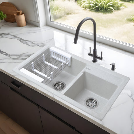 Quartz Double Bowl Kitchen Sink (31 x 18 x 9 Inches)