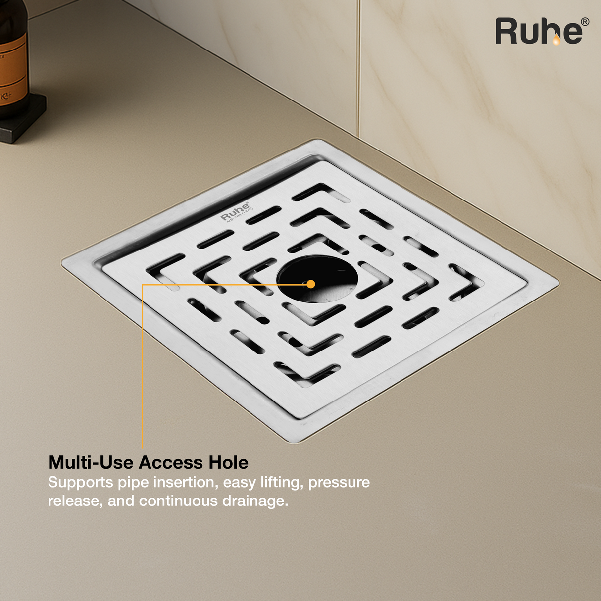 Sapphire Square Flat Cut Floor Drain