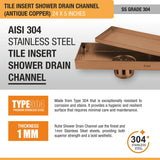 Tile-Insert Shower Drain Channel (5 Inches)