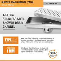 Palo 304-Grade Shower Drain Channel (5 Inches)