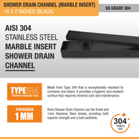 Marble-Insert Shower Drain Channel Coloured (2 Inches)
