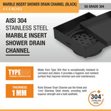 Marble-Insert Shower Drain Channel (4 x 4 Inches)