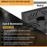 Emerald Square Flat Cut Floor Drain in Black PVD Coating (6 x 6 Inches) with Hole - by Ruhe