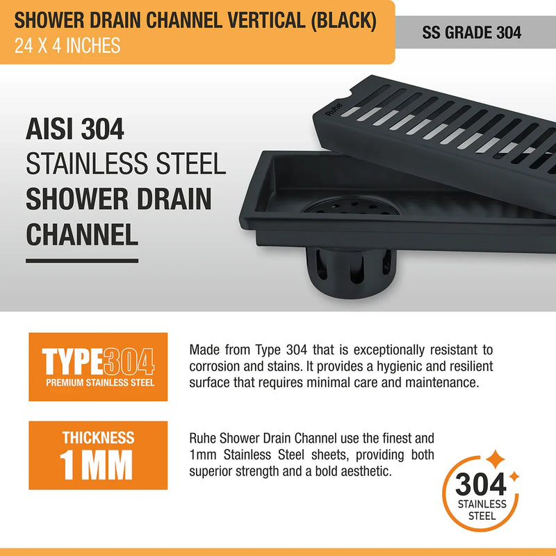 Vertical Shower Drain Channel (4 Inches)