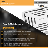 Opal Square 304-Grade Floor Drain (6 x 6 Inches) - by Ruhe®