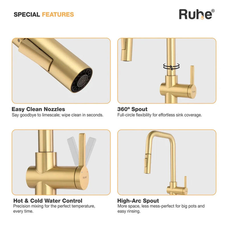 Opulo Dual Flow Pull-Out Kitchen Mixer Faucet