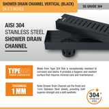 Vertical Shower Drain Channel (24 x 3 Inches) Black PVD Coated stainless steel