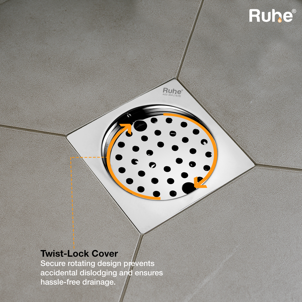 Air Flat Cut Floor Drain with Lock & Cockroach Trap