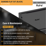 Diamond Square Flat Cut Floor Drain in Black PVD Coating (6 x 6 Inches) - by Ruhe