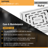 Sapphire Square 304-Grade Floor Drain (6 x 6 Inches) - by Ruhe