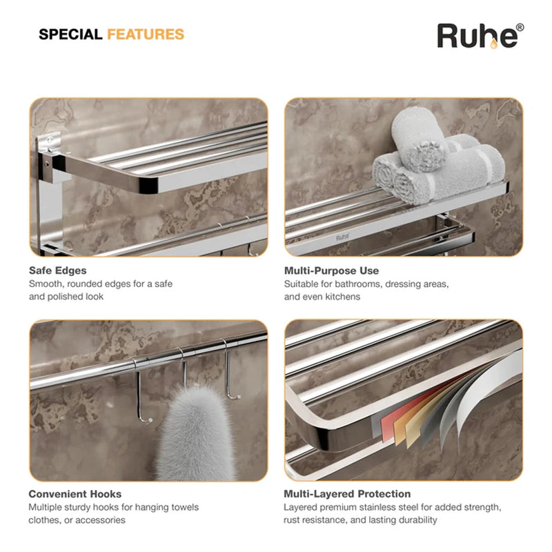 Dual Foldable Towel Rack (24 Inches)