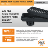 Vertical Shower Drain Channel (18 x 5 Inches) Black PVD Coated stainless steel