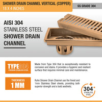 Vertical 304-Grade Shower Drain Channel (4 Inches)