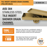 Tile-Insert Shower Drain Channel (4 Inches)