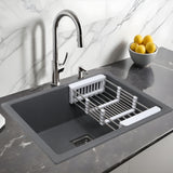 Quartz Single Bowl Kitchen Sink - Smoke Grey (21 x 18 x 9 inches) - by Ruhe®