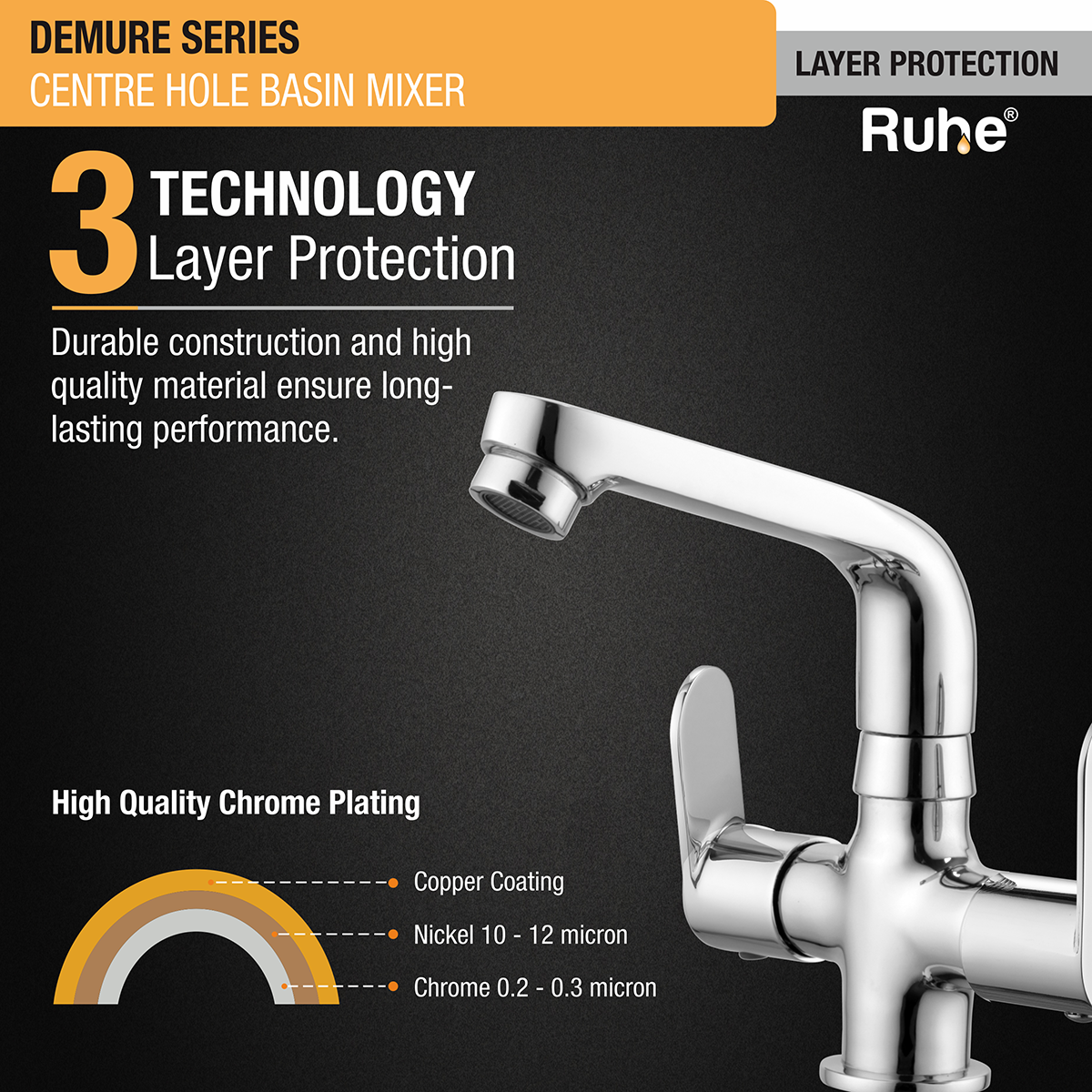 Demure Centre Hole Basin Mixer Brass Faucet with Small (7 inches) Swivel Spout - by Ruhe®