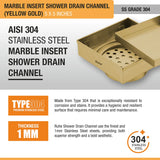 Marble-Insert Shower Drain Channel (5 x 5 Inches)