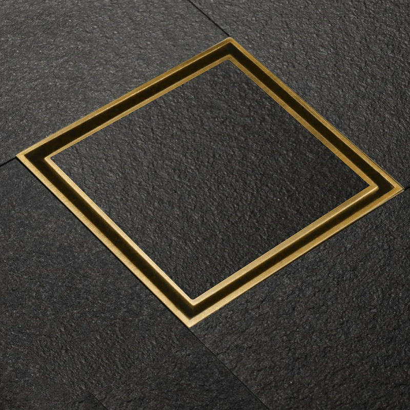 Tile Insert Shower Drain Channel (4 x 4 Inches) YELLOW GOLD PVD Coated - by Ruhe