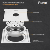 Diamond Square Flat Cut Floor Drain