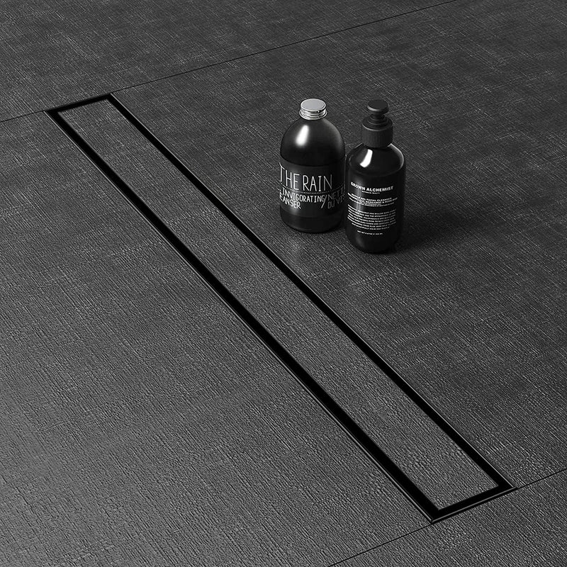 Marble-Insert Shower Drain Channel Black (3 Inches)