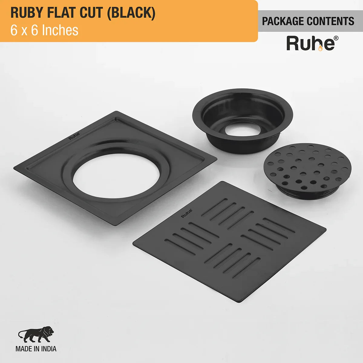 Ruby Square Flat Cut Floor Drain