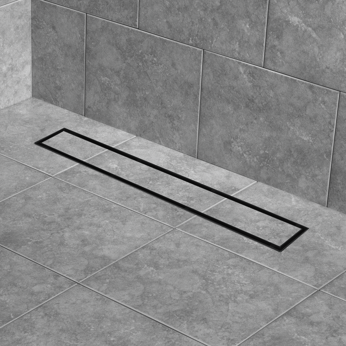 Tile Insert Shower Drain Channel (32 x 3 Inches) Black PVD Coated - by Ruhe®