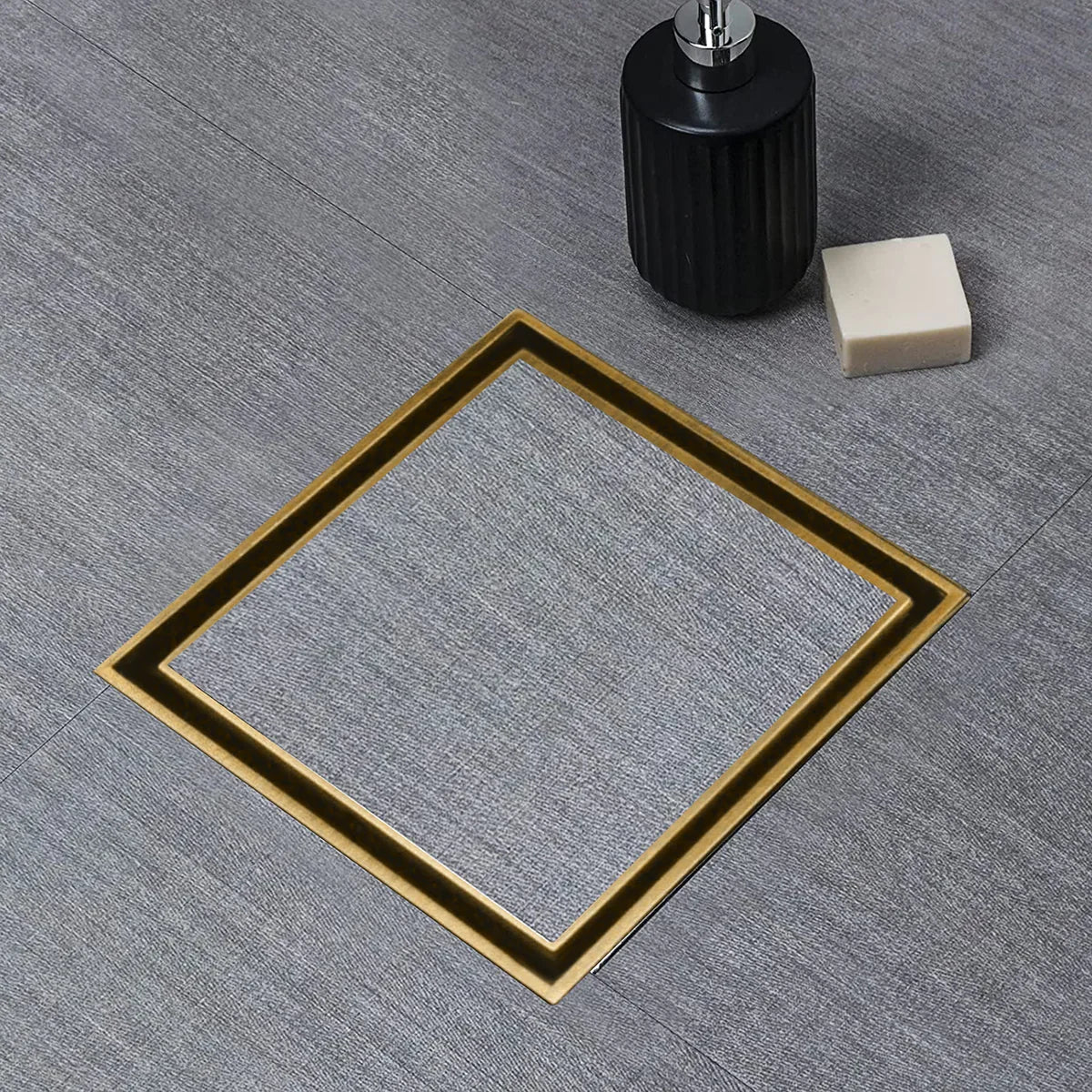 Marble-Insert Shower Drain Channel (6 x 6 Inches)