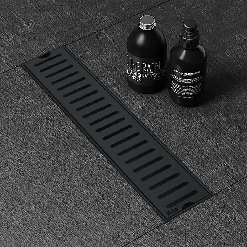 Vertical Shower Drain Channel (12 x 5 Inches) Black PVD Coated - by Ruhe