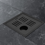 Ruby Square 304-Grade Floor Drain in Black PVD Coating (5 x 5 Inches) with Hole installed